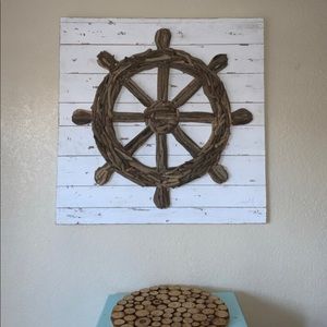 wooden wall art. ships wheel